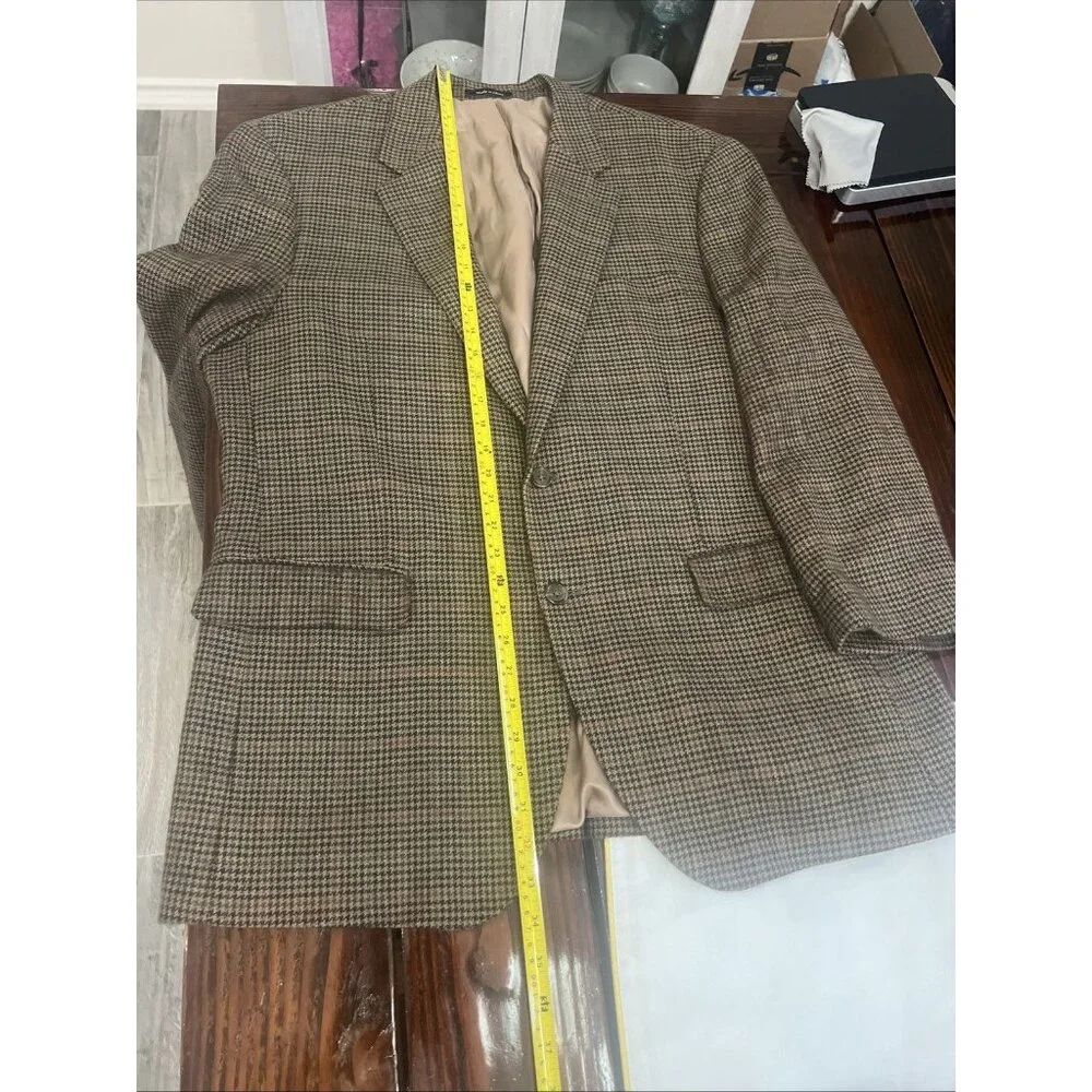 Polo Ralph Lauren Houndstooth 100% Lambs Wool Sports Blazer Jacket Size 44R - Picture 11 of 12